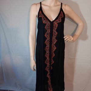 Black and Orange Embroidered Women's Dress